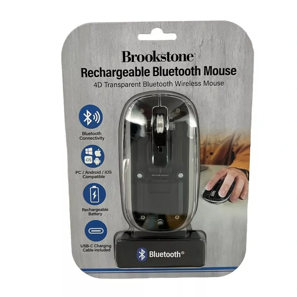 Rechargeable Bluetooth Mouse 4D Transparent Brookstone